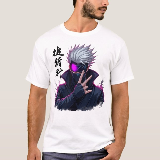 Mysterös vithårig djurskötare med mask t shirt (Framsida)