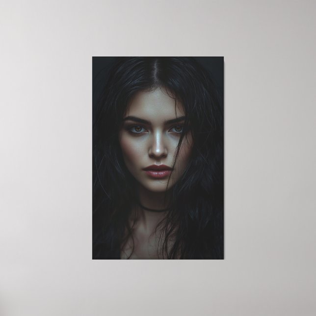 Mysterösa kvinnor med Mörk i Moody ljus Canvastryck (Framsida)