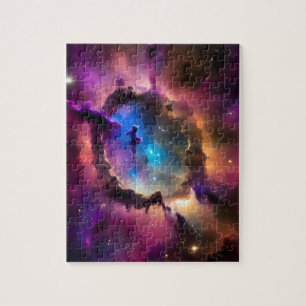 Mysterskugga i nebula moln kosmisk liggande pussel