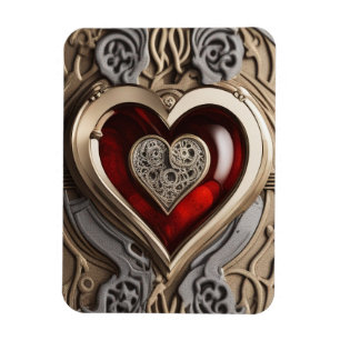 Mystert ornament med rött hjärta magnet