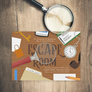 Mystery Escape Room Födelsedag Inbjudningar