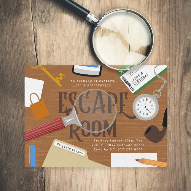 Mystery Escape Room Födelsedag Inbjudningar (Skapare uppladdad)