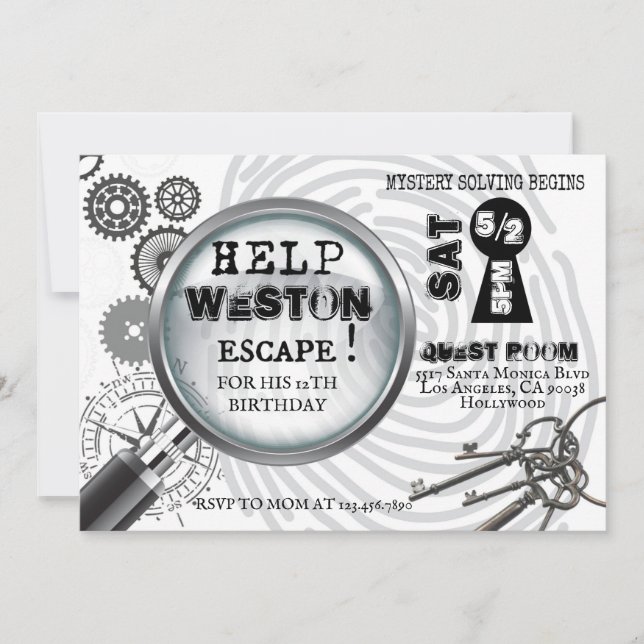 Mystery Escape-rum Inbjudan (Framsida)