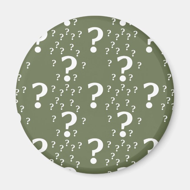 Mystery frågetecken gåta pussel olivgrön magnet (Framsidan)