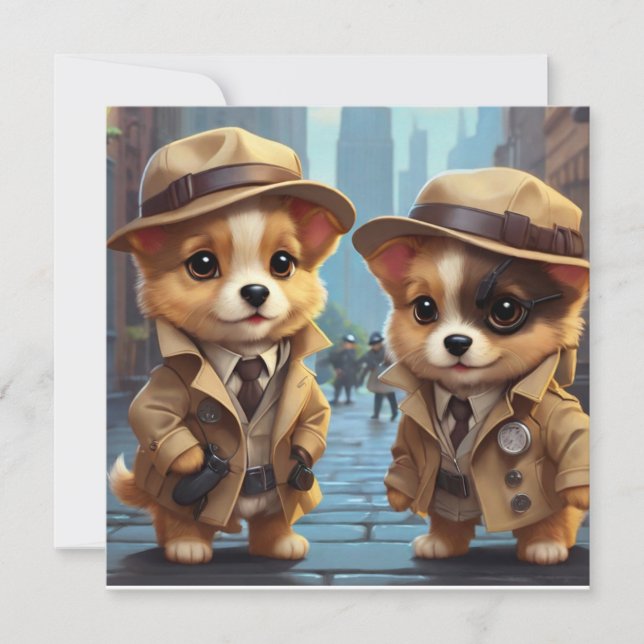 Mystery Party Pups (ordlös omslag) Inbjudningar (Framsida)