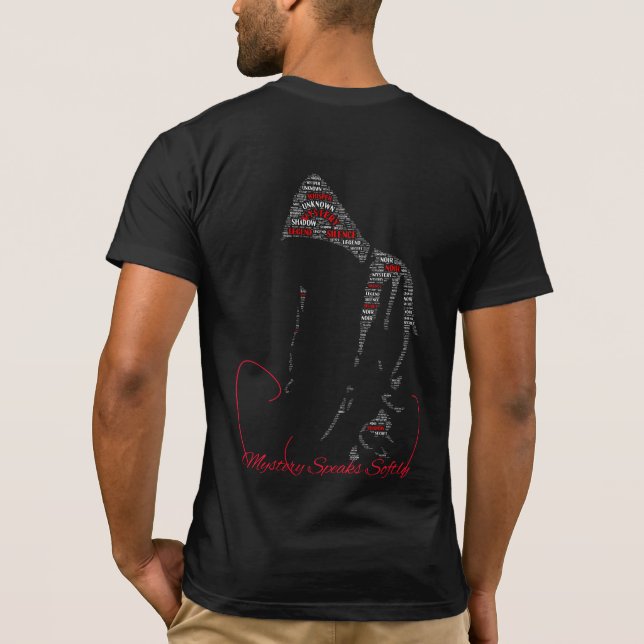Mystery Speaks Softly Typografi Silhuett T-Shirt (Baksida)
