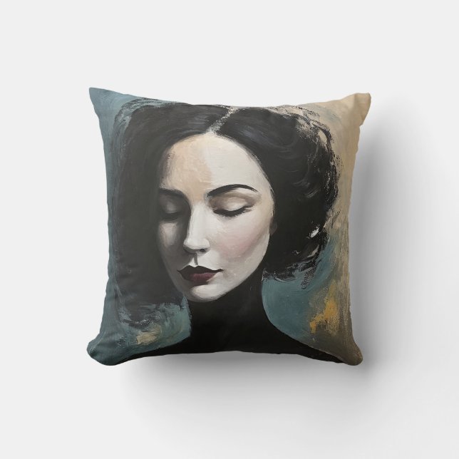 Mystery Woman Portrait Wall Decor Kudde (Framsida)