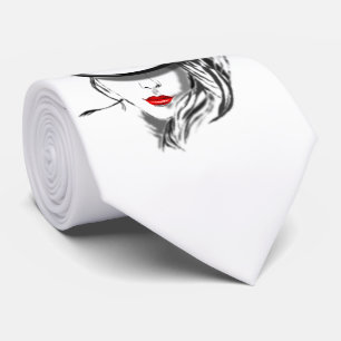 Mysteryous Dam Neck Tie Red Läppar Slips