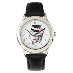 Mysteryous Dam Watch Red Läppar Armbandsur