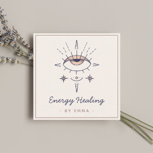 Mystic Andlig Third Öga Cosmic Energy Healing Fyrkantigt Visitkort