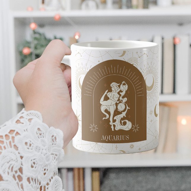 Mystic Aquarius Zodiac Stars Horoscope Kaffemugg (Mystic Aquarius Zodiac Stars Horoscope Coffee Mug)