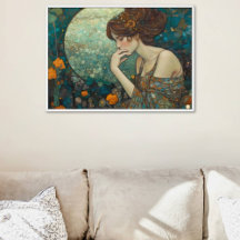 Mystic Art nouveau Dam i Amber och Teal