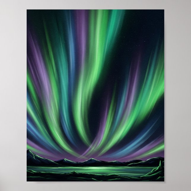 Mystic Aurora Borealis - Northern Ljus Art Poster (Framsidan)
