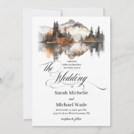Mystic Autumn Calligraphy Wedding Invitation Inbjudningar