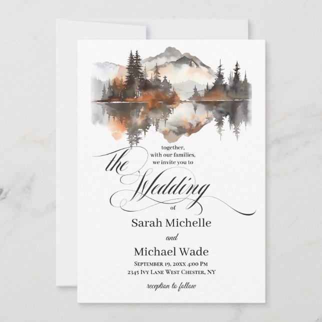 Mystic Autumn Calligraphy Wedding Invitation Inbjudningar (Framsida)