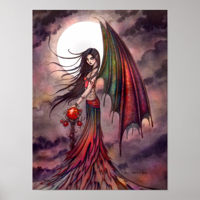 Mystic Autumn Vampire Fantasy Fairy Halloween Art Poster (Framsidan)