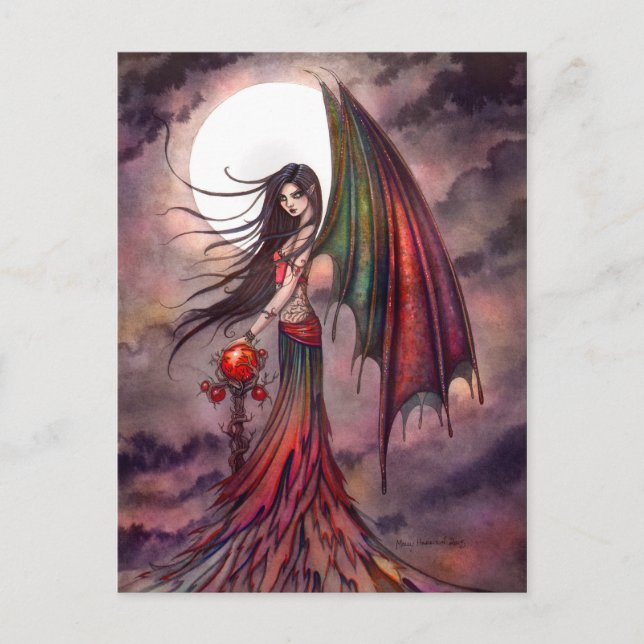 Mystic Autumn Vampire Halloween Fairy Fantasy Art Vykort (Framsida)