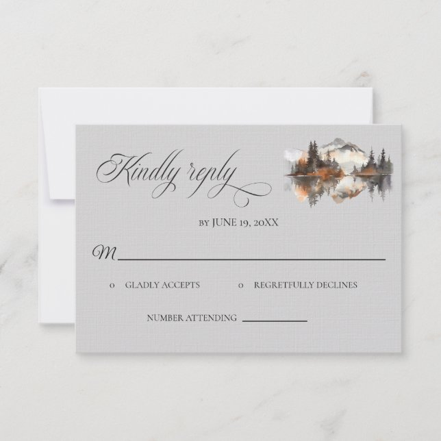 Mystic Autumn Wedding RSVP card OSA Kort (Framsida)