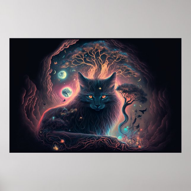 Mystic Black Cat Art Poster (Framsidan)