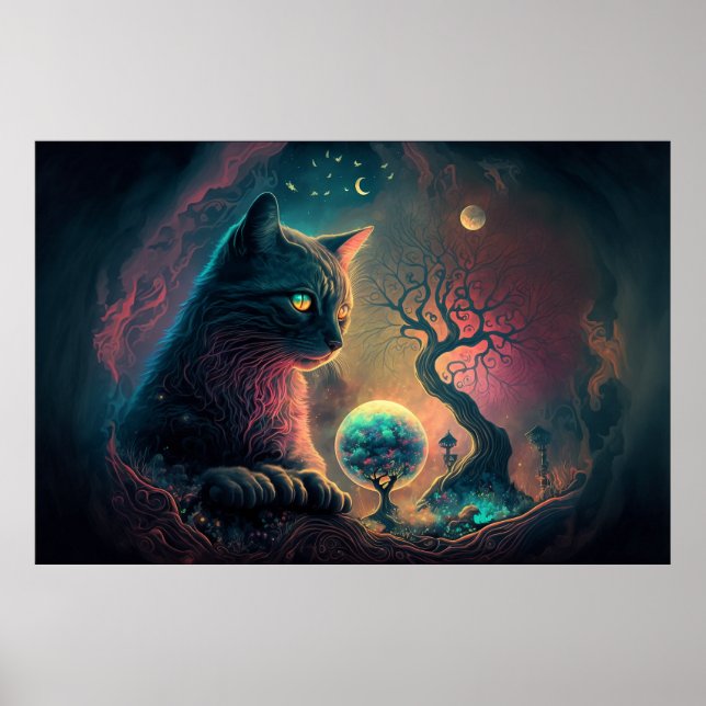 Mystic Black Cat Art Poster (Framsidan)