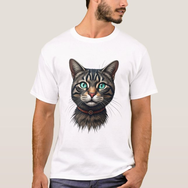 Mystic Black Cat Portrait Art T Shirt (Framsida)