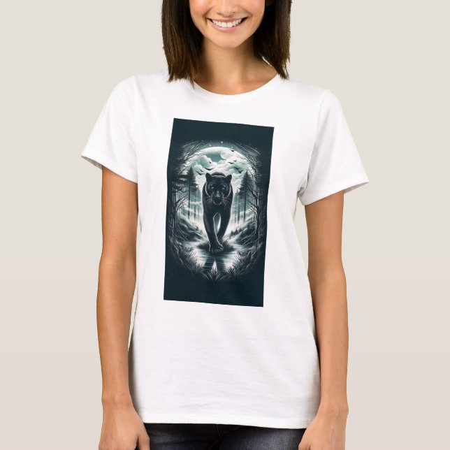 Mystic Black Panther - Guardian of the Misty Fores T Shirt (Framsida)