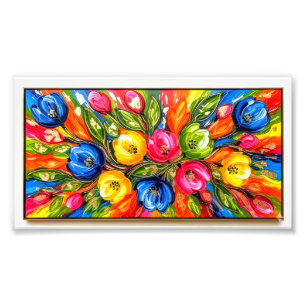 "Mystic Bloom Burst - Vibrant Abstrakt Blommigt Ar Fototryck