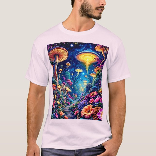 Mystic Bloom Forest under stjärnor T Shirt (Framsida)