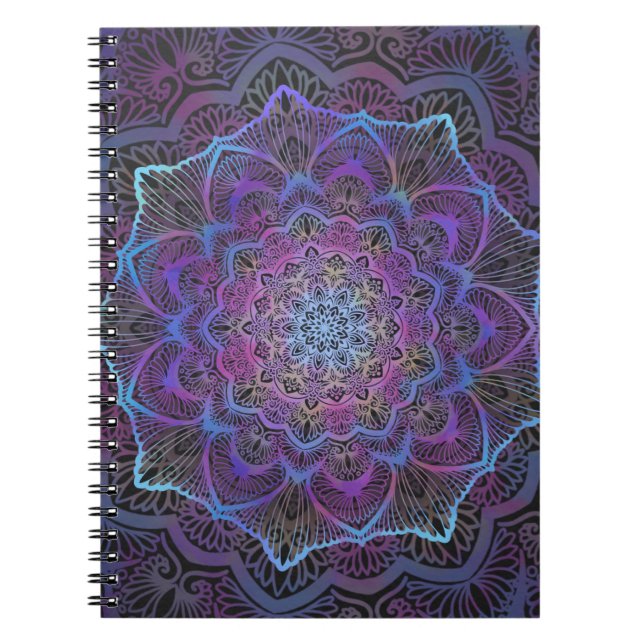 Mystic Bloom Mandala Anteckningsbok Med Spiral (Framsidan)