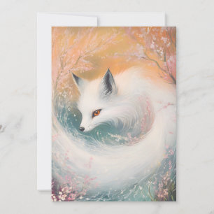 Mystic Bloom Vår Fox Watercolor Julkort
