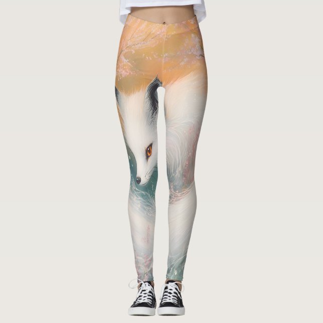 Mystic Bloom Vår Fox Watercolor Leggings (Framsida)