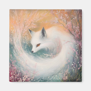 Mystic Bloom Vår Fox Watercolor Magnet