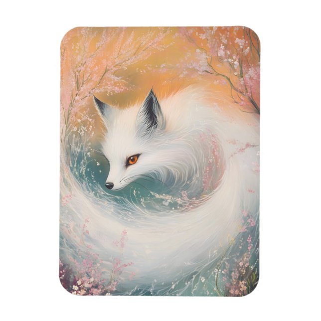 Mystic Bloom Vår Fox Watercolor Magnet (Vertikal)