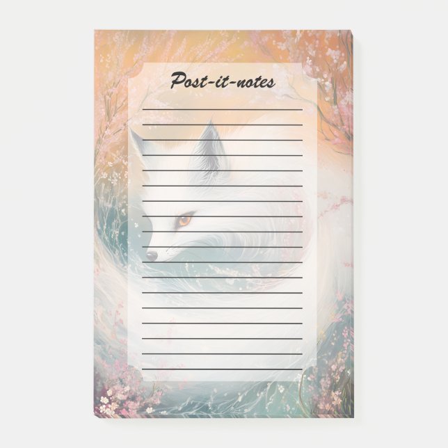 Mystic Bloom Vår Fox Watercolor Post-it Block (Framsida)