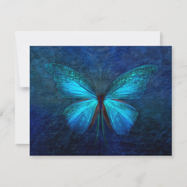 Mystic Blue Butterfly 4.25x5.5 Anpassningsbar Kort (Framsida)