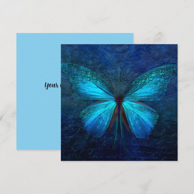 Mystic Blue Butterfly Anpassningsbar Flat Card Kort (Fram/baksida)