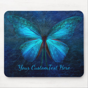 Mystic Blue Butterfly Anpassningsbar Musmatta
