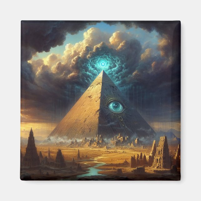 Mystic Blue Pyramid Art Magnet (Framsidan)