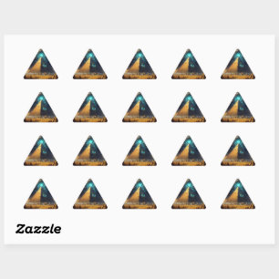 Mystic Blue Pyramid Art Triangelformat Klistermärke