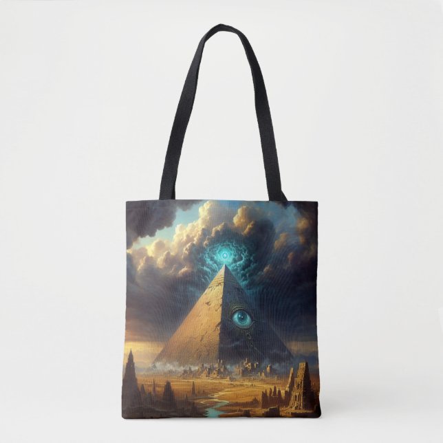 Mystic Blue Pyramid Art Tygkasse (Framsida)