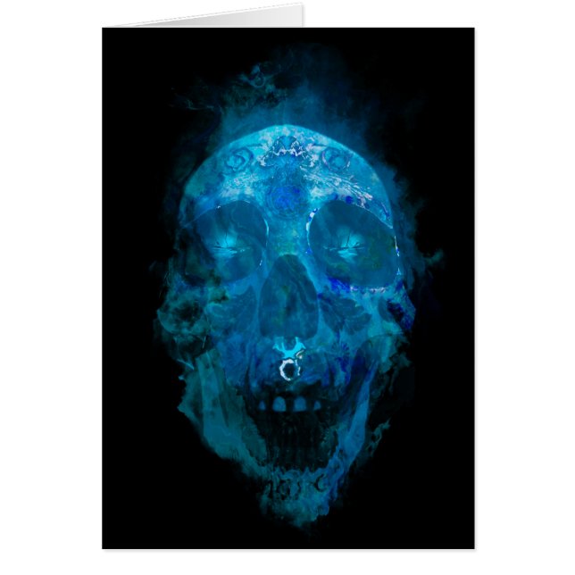 Mystic Blue Sugar Skull Hälsningskort (Framsidan)