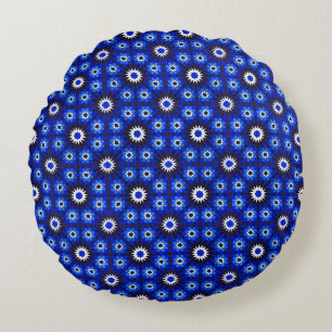 Mystic Blue Zellige Geometry Rund Kudde