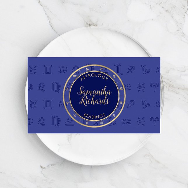 Mystic Blue Zodiac Astrology Visitkort (Skapare uppladdad)