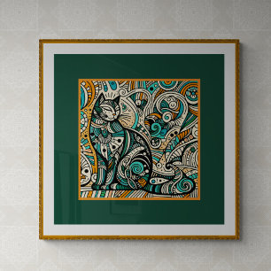 Mystic Boho Cat Art-utskrift Poster