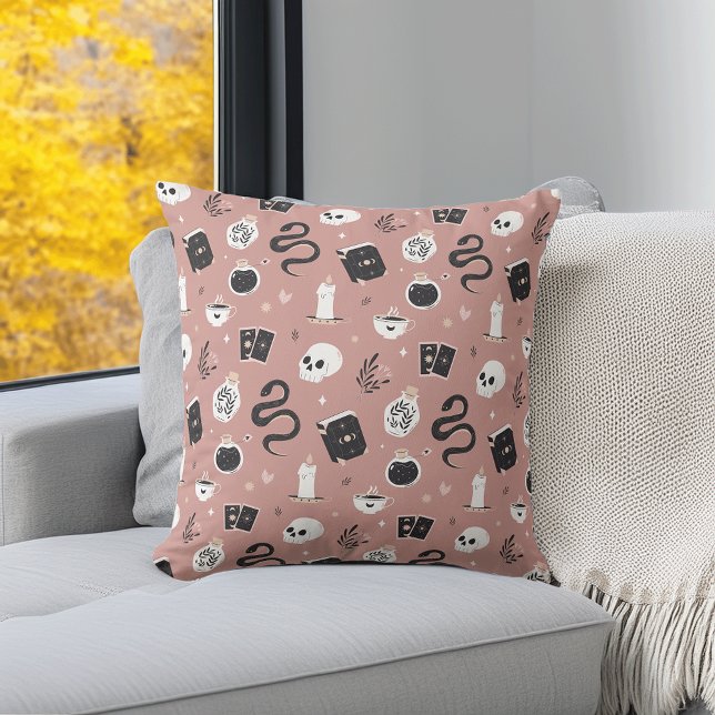 Mystic Boho Crystal Skull Snake Mönster Kudde (Skapare uppladdad)