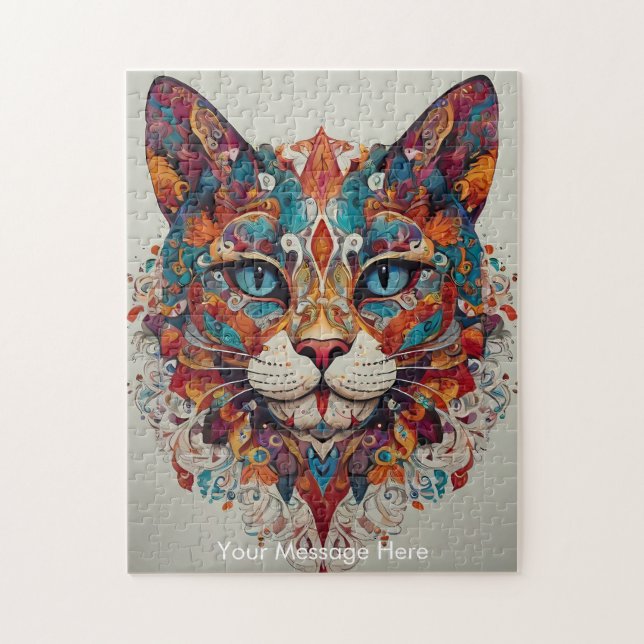 Mystic Boho Kattdjur Cat Mandala Pussel (Vertikal)