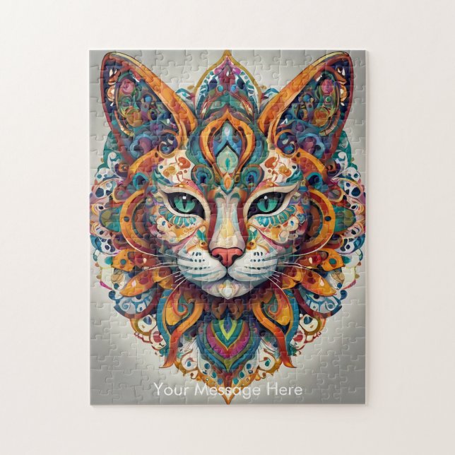 Mystic Boho Kattdjur Cat Mandala Pussel (Vertikal)