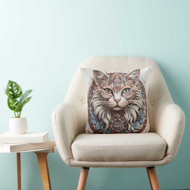 Mystic Boho Kattdjur Mandala Kudde (Stol)