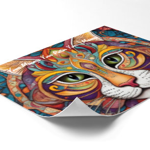 Mystic Boho Kattdjur Mandala Poster