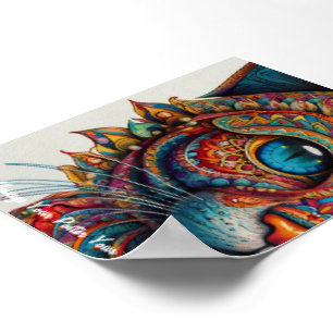 Mystic Boho Kattdjur Mandala Poster